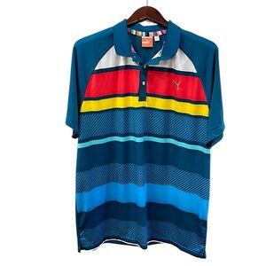 Puma Multi Color Stripe Men’s Polo Golf Shirt Short Sleeve SZ XL